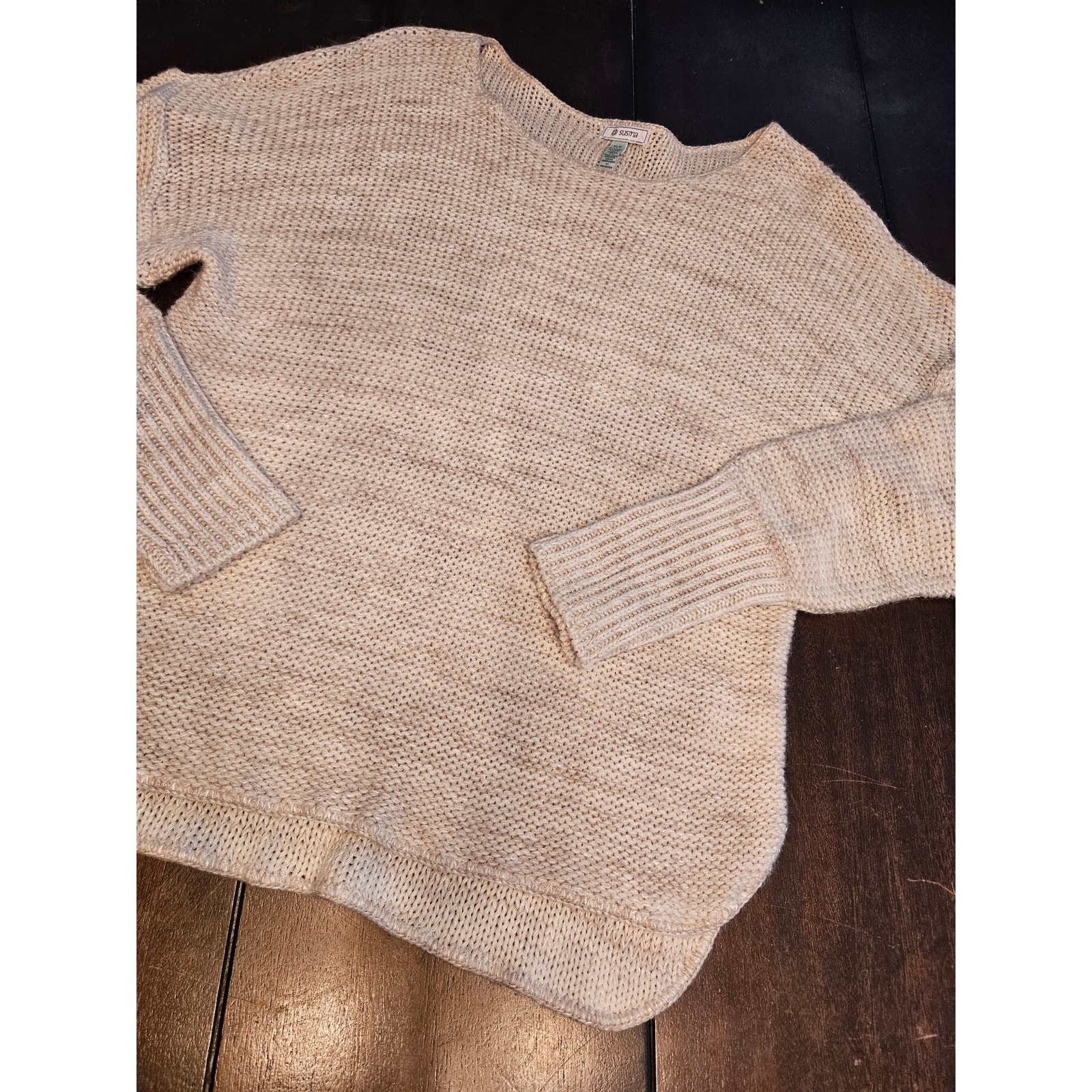 Susina Pullover Sweater Sz Xlp Cream Gray White Marled Knit Lightweight